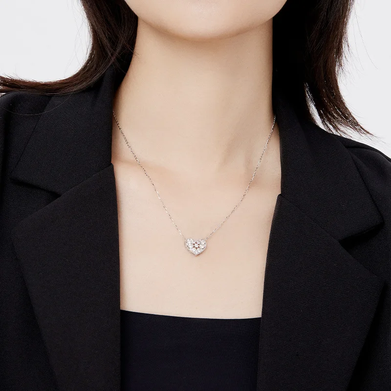 

925 Sterling Silver Necklace for Women Men Sweet Peach Heart Sterling Silver Chain Men Chains Jewelry for Woman K Gold Luxury