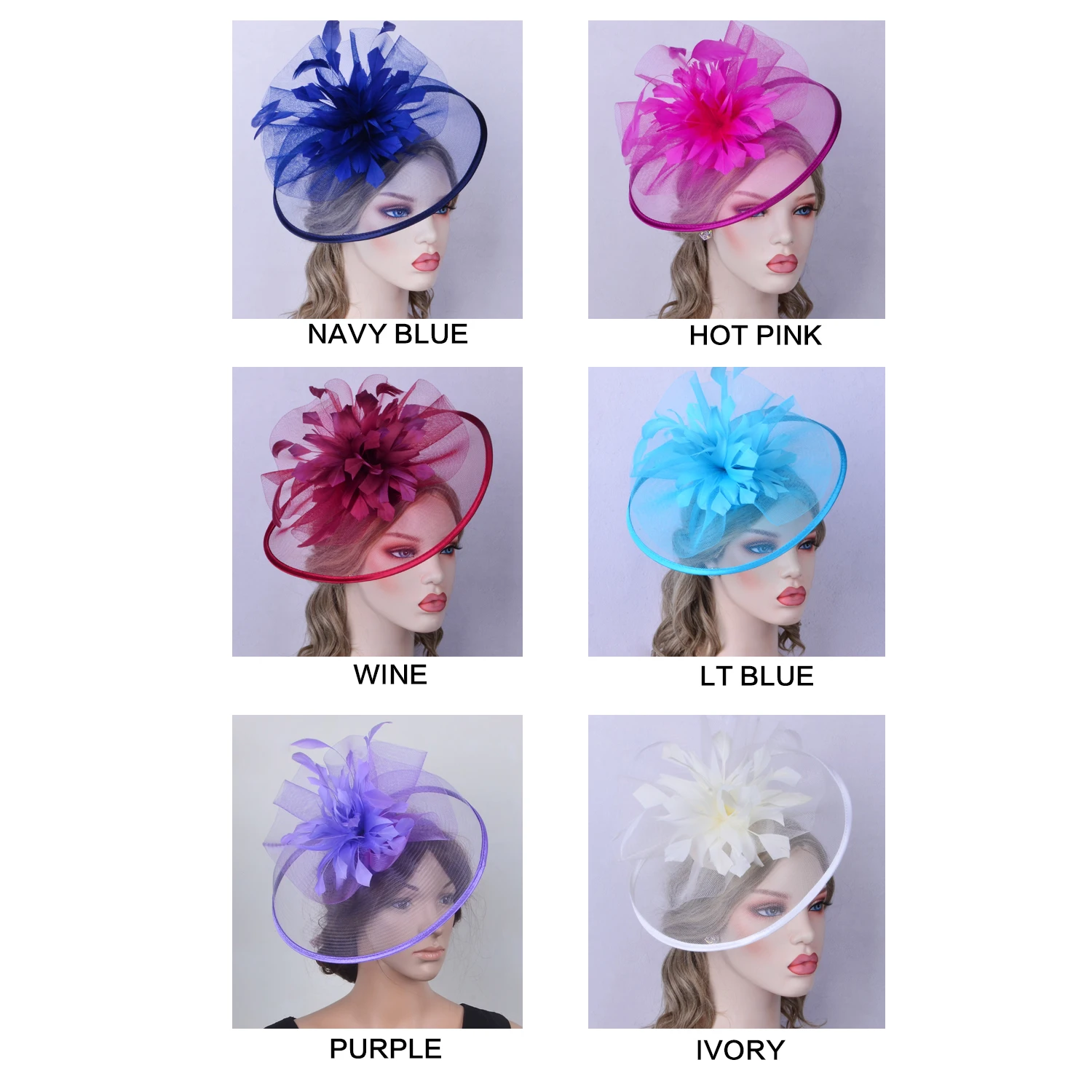 Оптовая продажа свадебная шапка sinamay base с цветами из перьев для Кубка Мельбурна