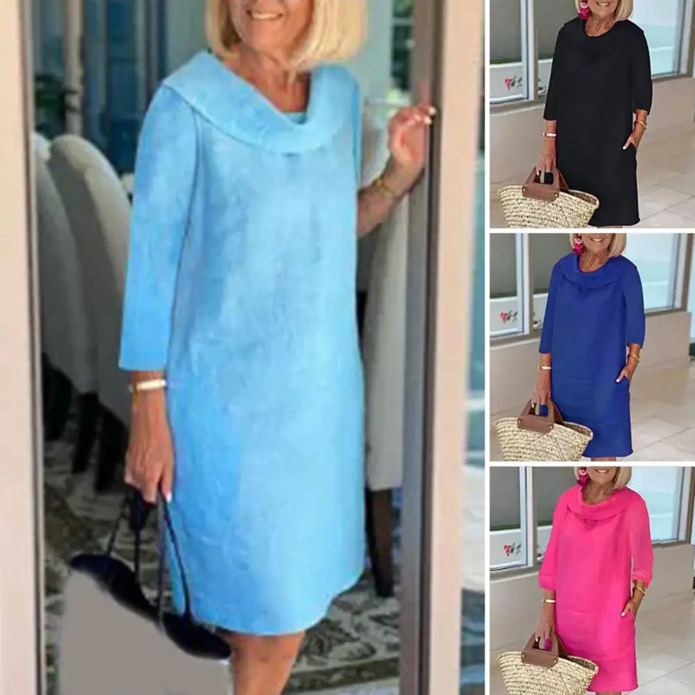 

Cotton Linen Dress Spring Vintage Long Sleeve Button Pocket Solid Loose Party Dresses FYY5093