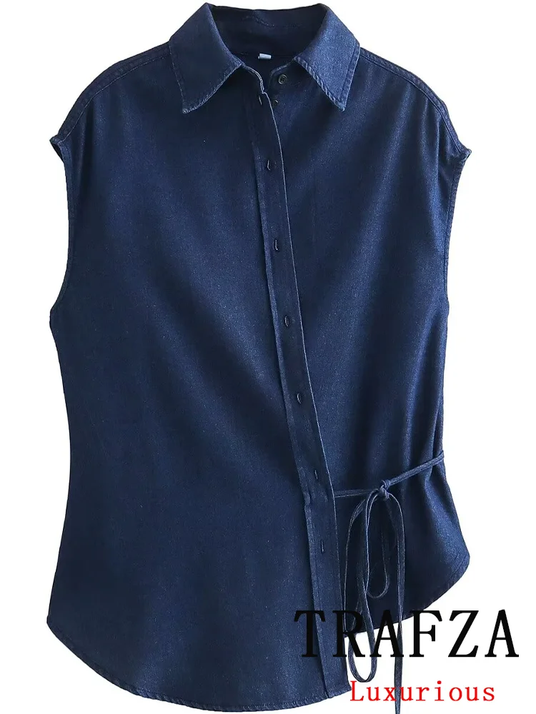 Блузка женская короткая однотонная без рукавов с отложным воротником