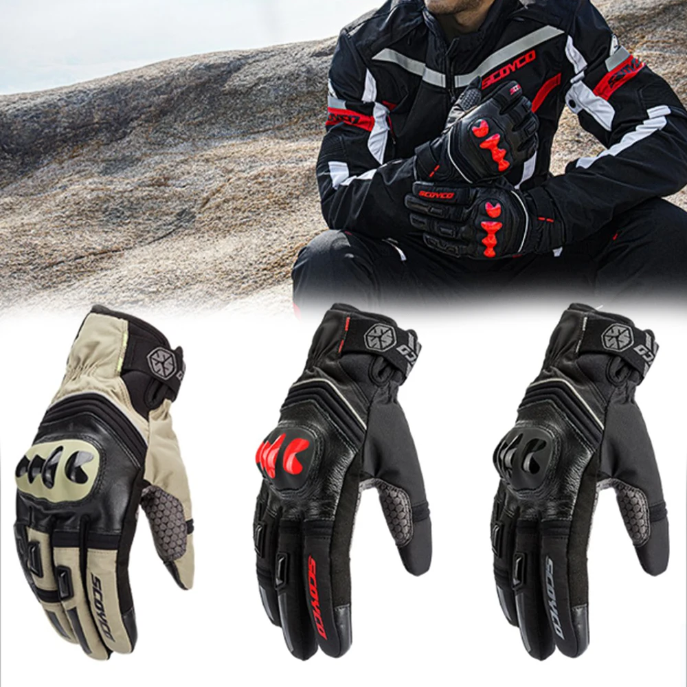 Waterproof Full Finger Motorcycle Gloves Men Touch Screen Moto Bike Sports Mountain Bicycle Protection Riding Gloves Windproof