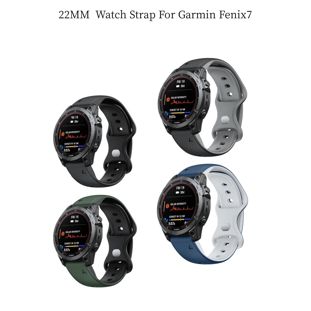 

22MM Silicone Watch Strap Quick Release For Garmin Fenix7 Two-color Watch Accessories