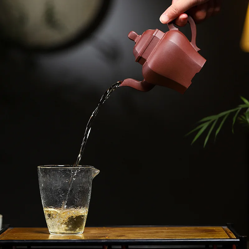 High Quality Yixing Ore Purple Clay Handmade Eight Square GD Pot Sand Household Teapot Tea Set
