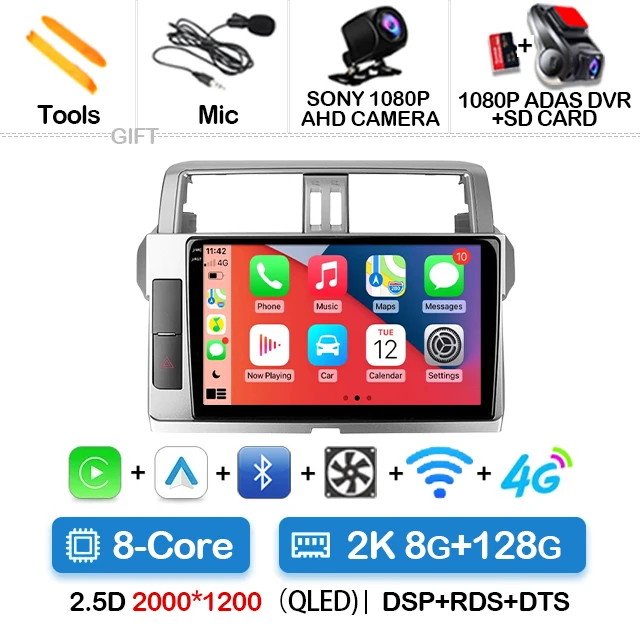 

Автомобильное радио Android 15 для Toyota Land Cruiser Prado 150 2013-2017 Стерео 360-камера 5G WIFI Systems DSP RDS Wireless Snapdragon