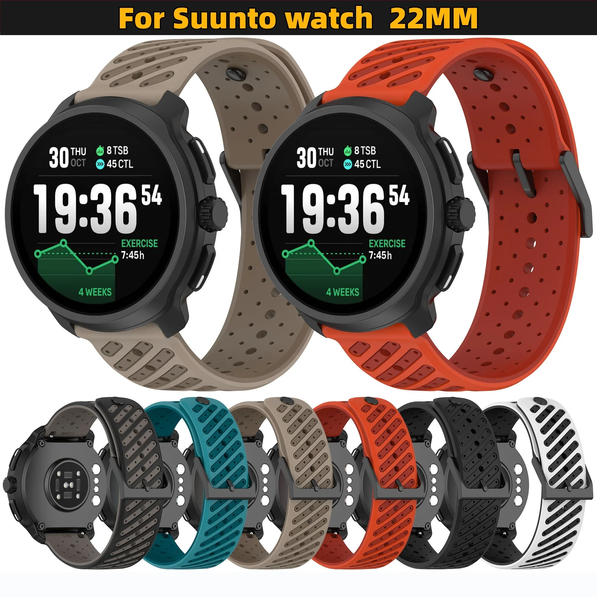Фото Спортивный быстросъемный силиконовый ремешок для часов Suunto с шириной крепления 22 мм №1