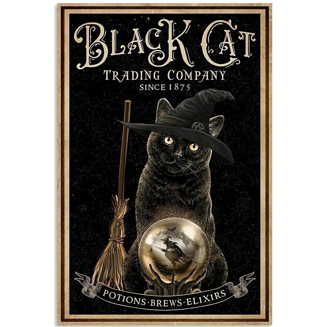 

Halloween Cat Trading Company Metal Tin Poster Indoor Outdoor Home Bar Coffee Kitchen Wall Decor Halloween Painting Metal Plate