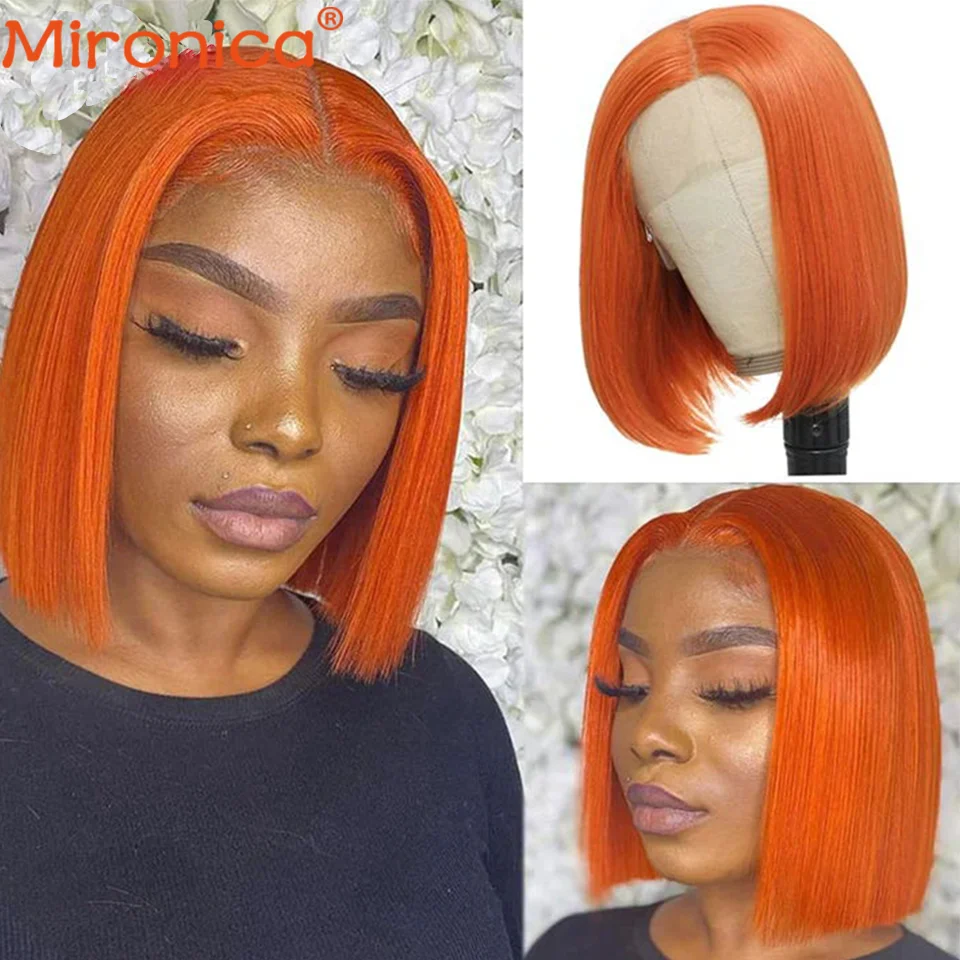 Ginger Short Bob 13x4x1 Lace Front Wigs Highlight Straight Brazilian Remy Hair 4x4 Lace Closure Wig Human Hair Wigs For Women