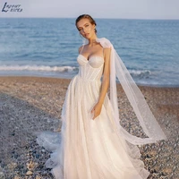beach glitter tulle wedding dress sweetheart spaghetti straps bow bridal gowns for women sweep train princess vestido de novia