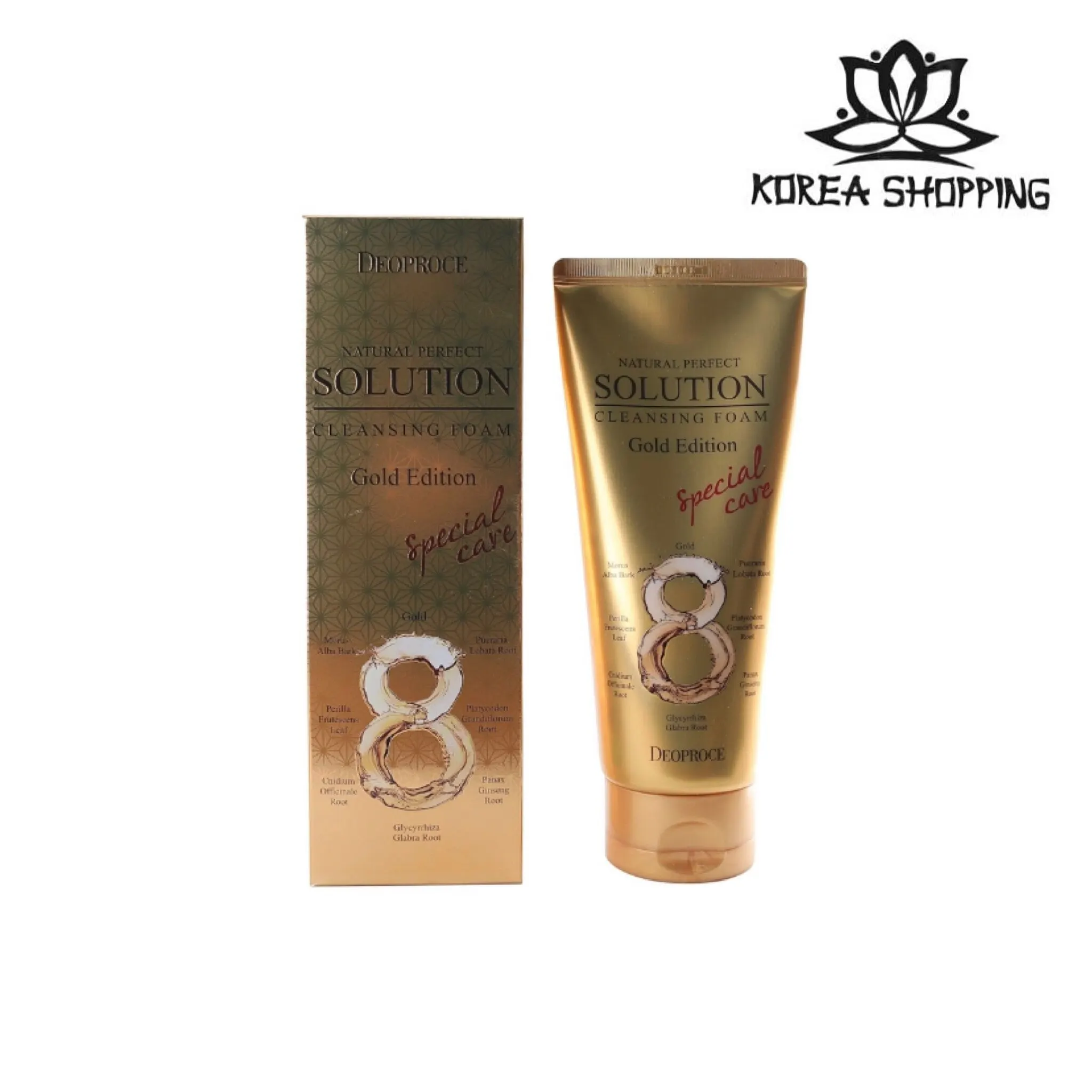 Пенка для лица с золотом и травами Deoproce Natural Perfect Solution Cleansing Foam Gold. Корейская