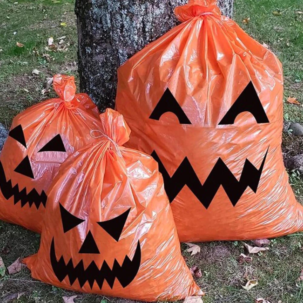

Большие пластиковые мешки для мусора в виде тыквы на Хэллоуин для дома и улицы, украшение для осени, сада, двора, сумка для лужайки, реквизит для Хэллоуина