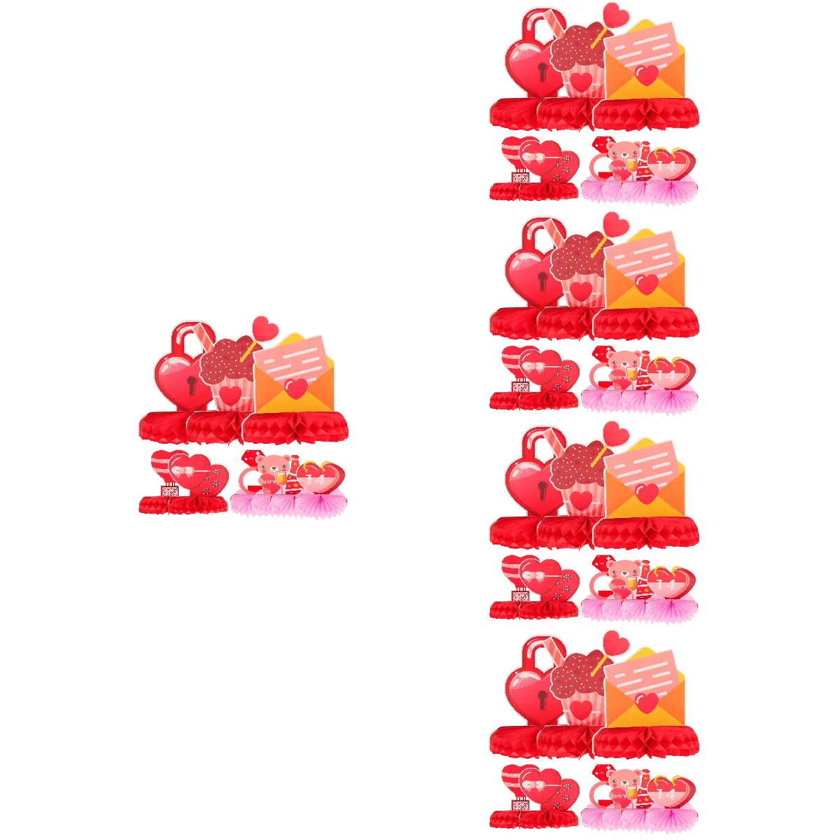 

45 pcs Velantine's Day Adornment Handcraft Paper Ornament Desktop Home Decor Paper Fan Ornament