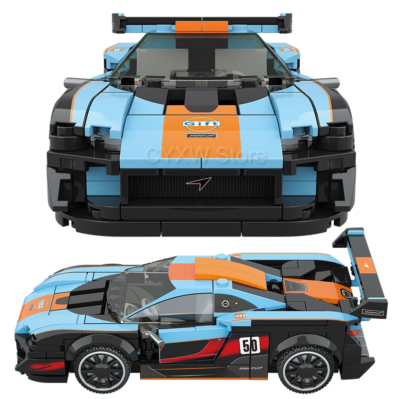 

Blue Super Sports Car Model Building Blocks Famous City Racing Mini Car Figures MOC Kids Bricks Educational Toys For Children