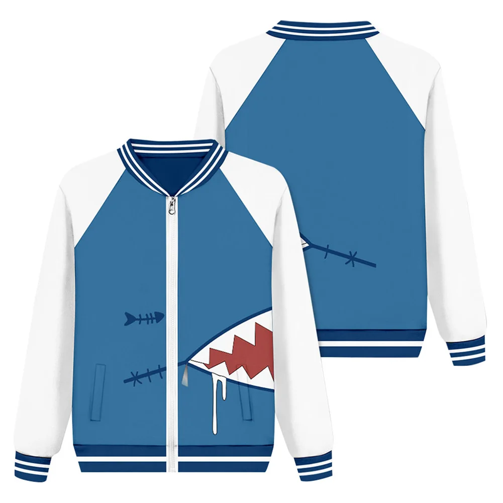 

Hololive-EN Vtuber Gawr Gura Cosplay Baseball Jacket Hoodie 3D Printed Sweatshirt Men Women Casual Coat