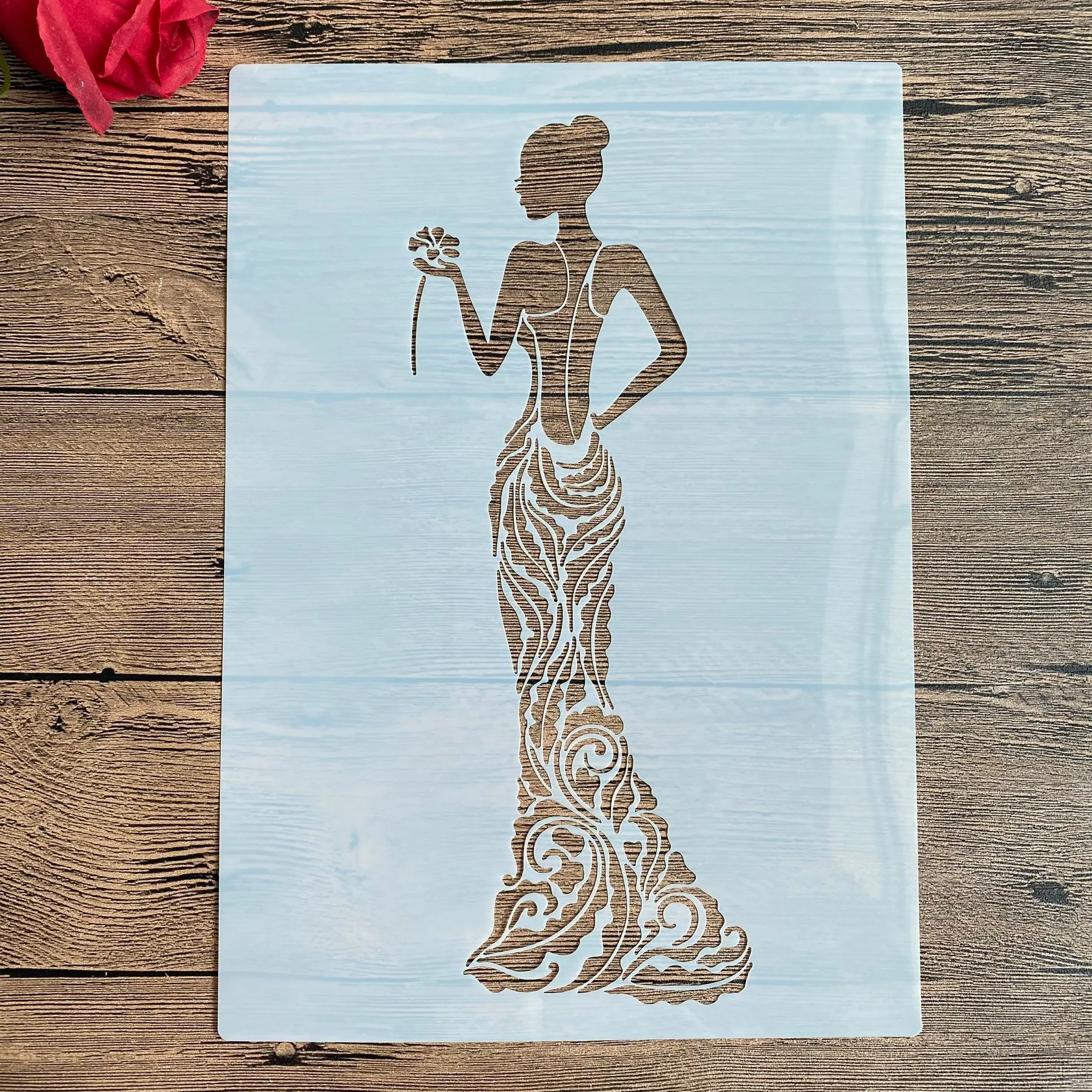 

A4 29 *21cm DIY Stencils wall Painting Scrapbook Coloring Embossing Album Decorative Paper Card Template wall noble beauty