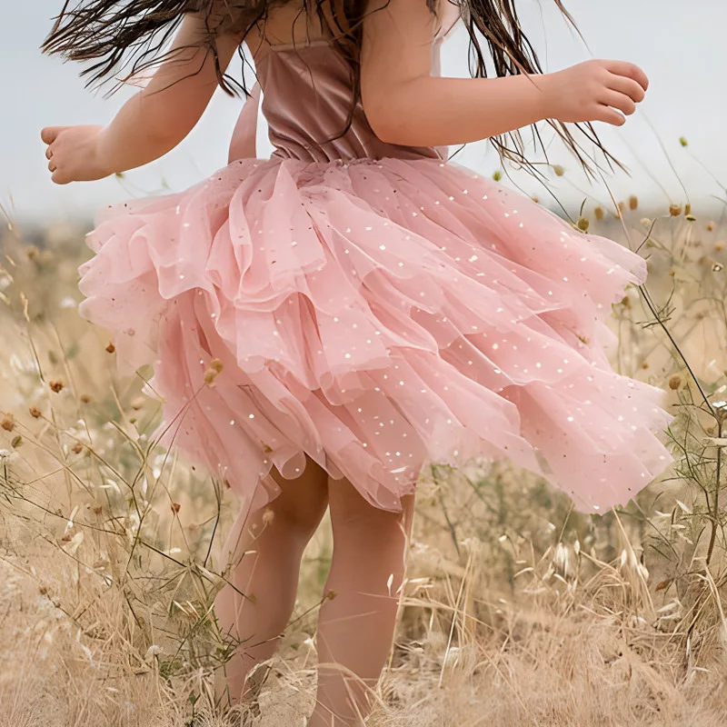 

Летнее милое платье принцессы для девочек, детская одежда из тюля без рукавов, Детская празднивечерние Пышная юбка принцессы, повседневные ...