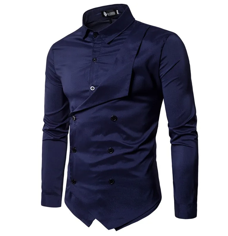 НОВАЯ тонкая мужская индивидуальная двубортная рубашка из двух частей с длинным