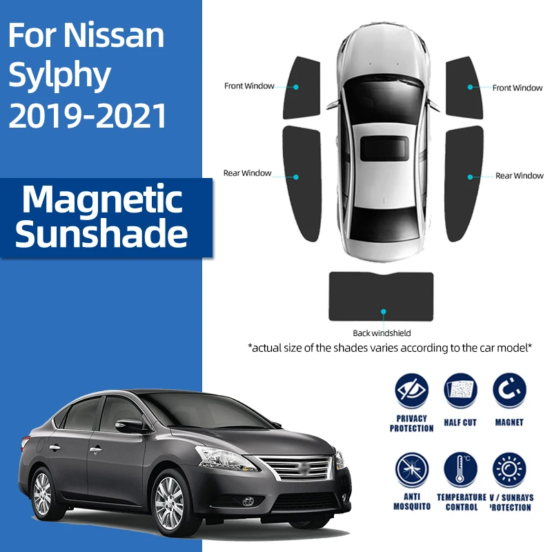 

For Nissan SYLPHY Sedan Sentra B18 2019-2022 Magnetic Car Sunshade Shield Front Windshield Curtain Rear Side Window Sun Shade