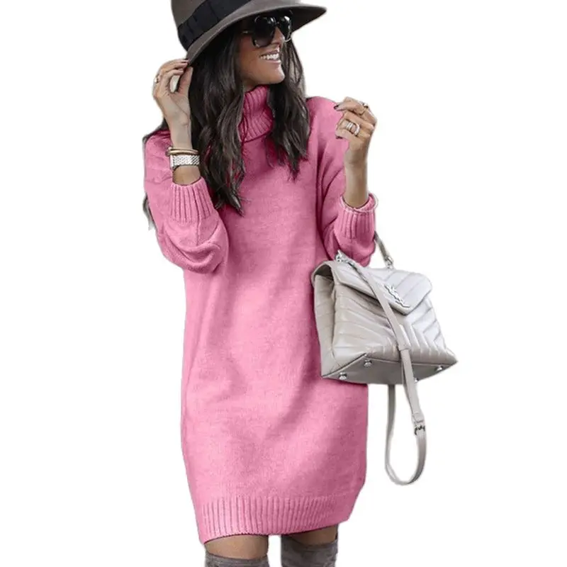 

2022 Winter Women Sweatshirt Dress Warmturtleneck Slim Tops Dress Long Sleeve Casual Loose Dress Ladies Female Vestidos White Co