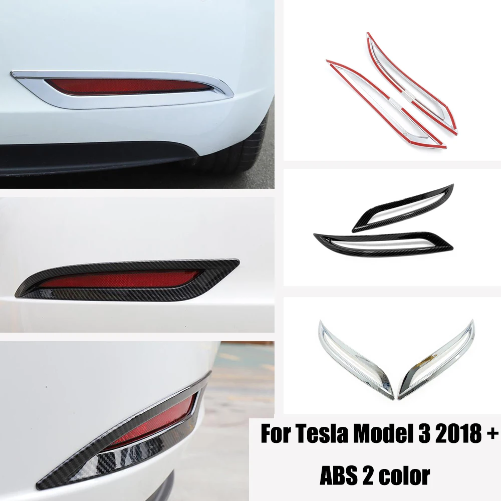 

For Tesla Model 3 2018-2021 ABS Chrome/Carbon Car rear fog lampshade Lights frame Taillight sticker Cover Trim Accessories