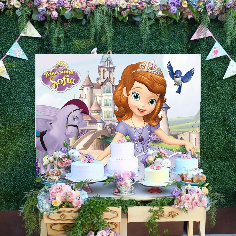 

Disney Dreamy Castle Backdrop Cartoon Cute Rabbit And Horse Little Princess Sofia Birthday Party Decoration Background Banner