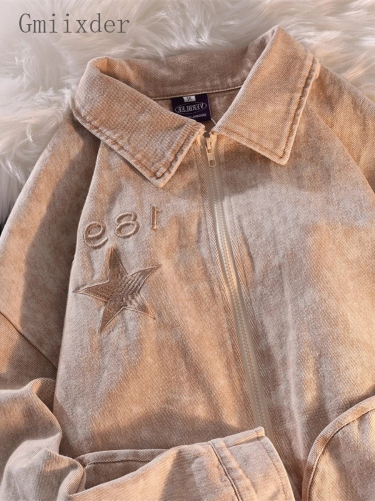 

Винтажная вышитая бейсбольная Униформа Gmiixder для мужчин и женщин, весна-осень 2022, Y2K, нишевая куртка в стиле хип-хоп для пар на молнии