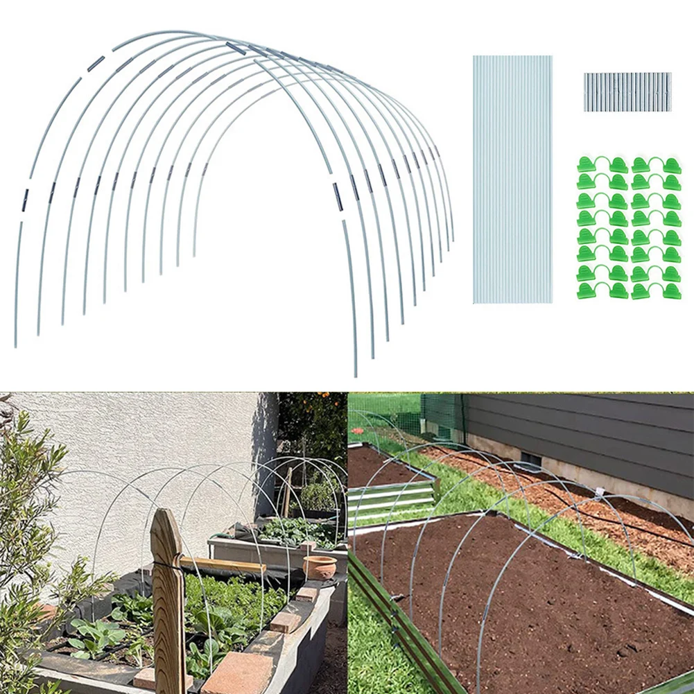 

Greenhouse Hoops Set Gardening Folding Fiber Rod Set Seedling Arch Shed Bracket Garden Plant Hoop Grow Tunnel Support Frame