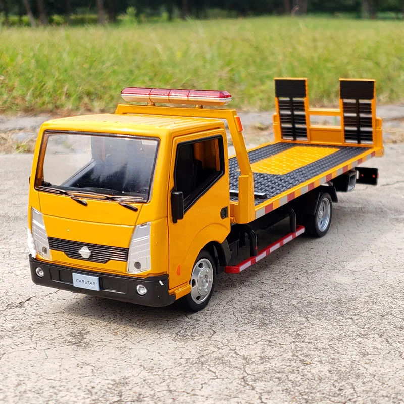 

Модель прицепа Nissan из сплава 1/32, имитация металлического автомобиля, транспортер, эвакуатор, грузовик, задний звук и фото, игрушечный грузовик