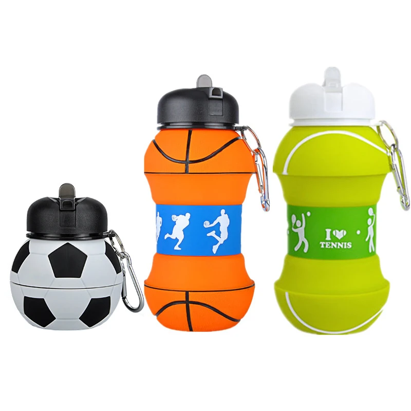 550 ML Portable Healthy Material Folding Football Water Bottle Eco-Friendly Camp Outdoor Sport School for Adult Kid Water Cup
