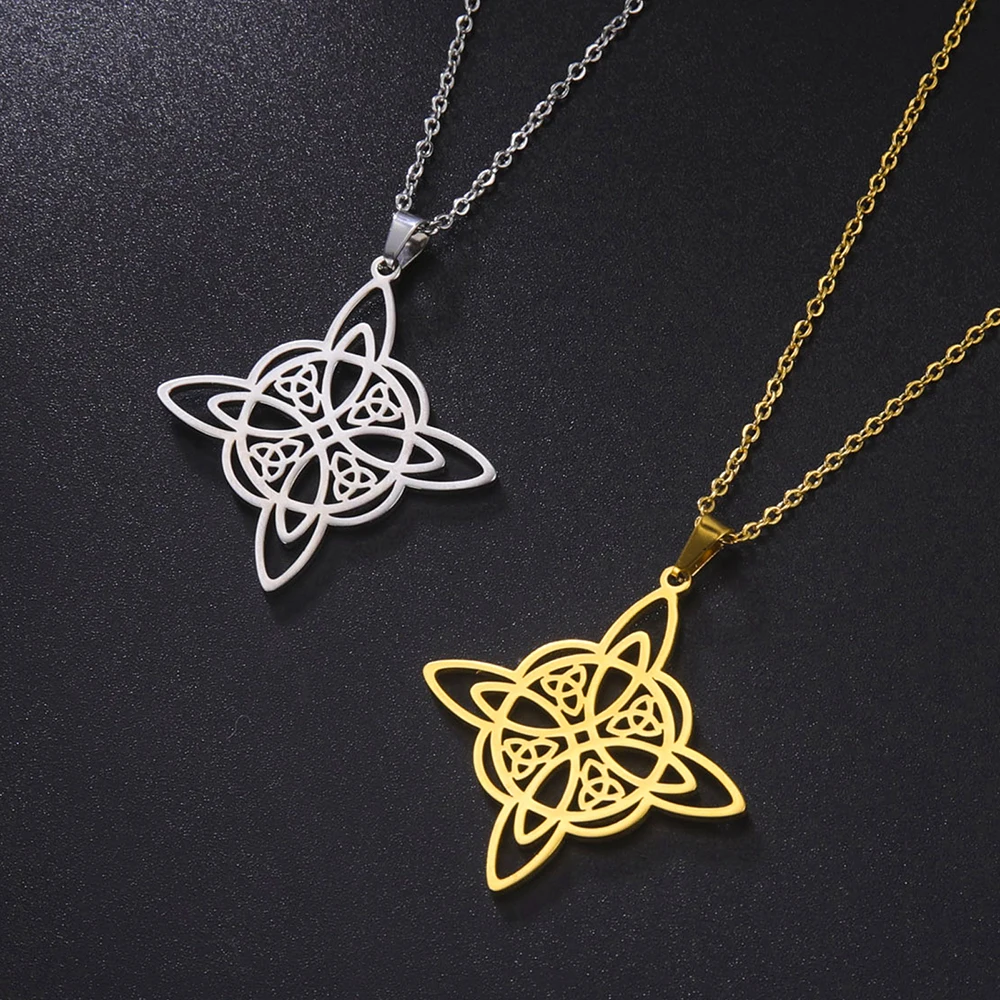 Ожерелье с узлом ведьм celtics Good Luck Irish Jewelry нержавеющая сталь викканское винтажное