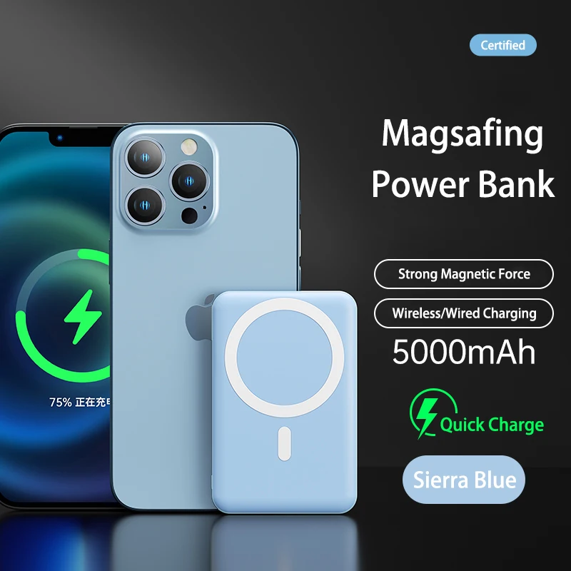 magnetic wireless fast charging for iphone 13 12 13pro 12pro max mini 5000mah induction charges portable mobile phone power bank free global shipping