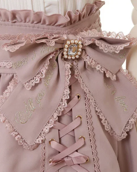 Женская юбка с высокой талией Liz розовая и черная большим бантом перекрестной