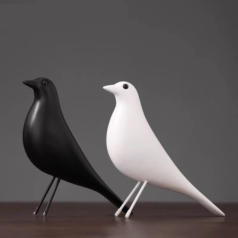 

Полимерная скульптура в виде птицы, черная скульптура, украшение для дома, фигурка, украшение, деревянная скульптура, декор для офиса и дома