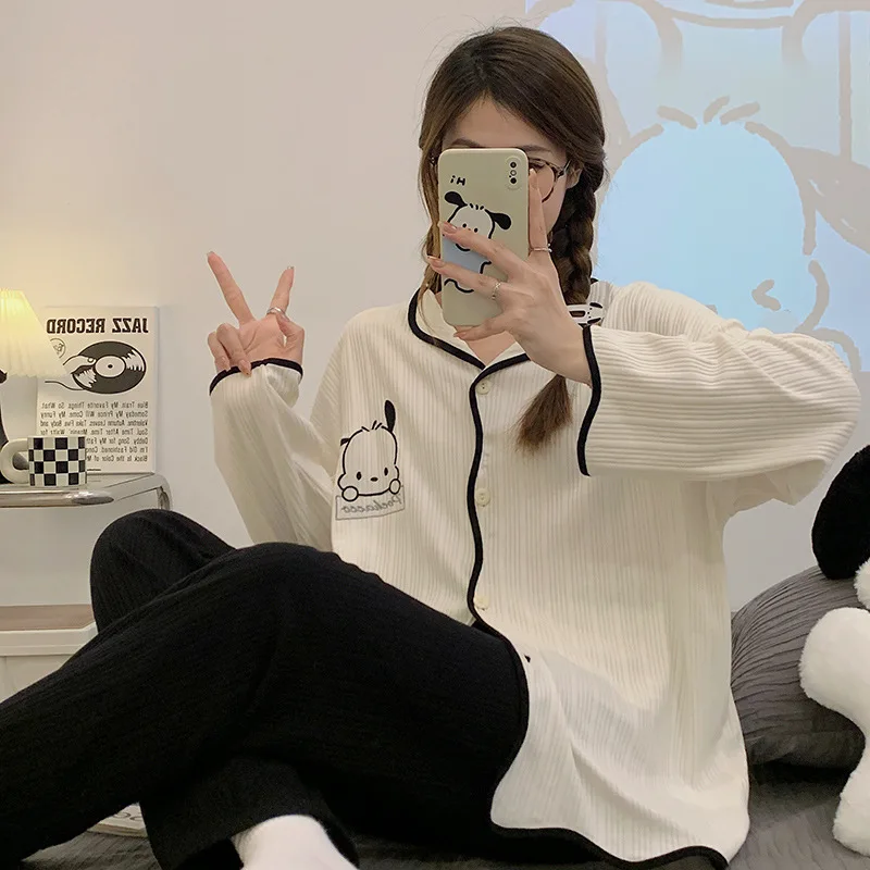 New Cotton Women Pajama Set High Quality Hot Selling Style Sleepwear Long Sleeve Cute Loungewear Large Size Women's Home Clothes