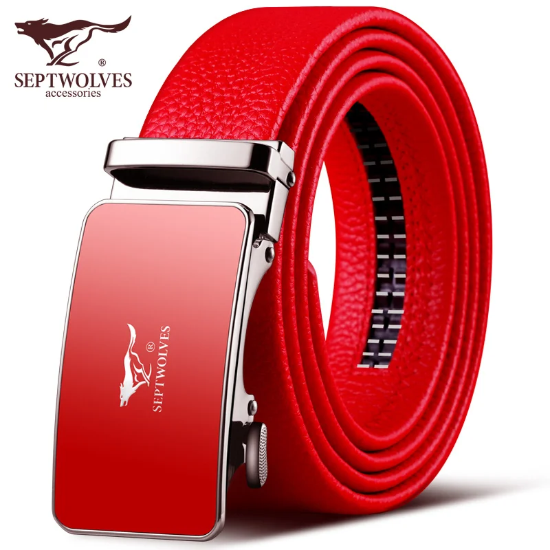 

Year of Birth Red Belt Wedding Cow Men's Belt Genuine Leather Cow Year Pure Cowhide Men's Automatic Buckle Pant Belt