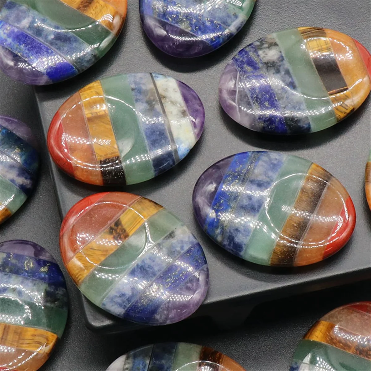 7-чакраный камень для беспокойства с большим пальцем снятия стресса медитации