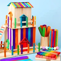 50pcs creative diy wooden sticks colorful hand crafts popsicle ice cream sticks art educational toys for children kids baby