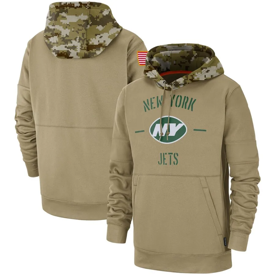 

New York Men Hoodies Sweatshirt Jets Salute to Service Sideline Therma Pullover sports American football Quality Hoodie Tan
