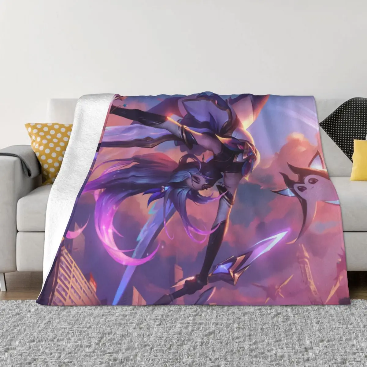 

Игровое одеяло LOL League of Legends, Фланелевое украшение, одеяло Star Guardian Akali, искусство брызг, переносное домашнее покрывало