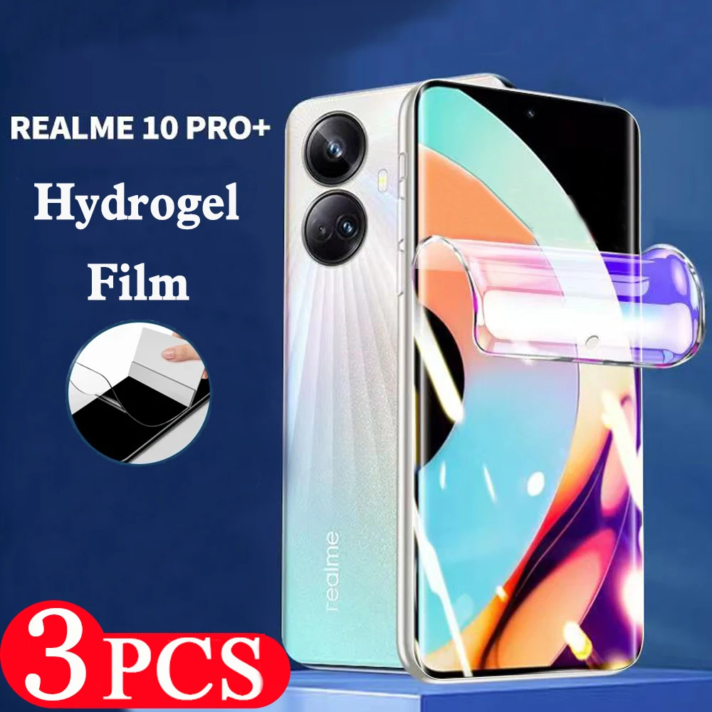

3Pcs full cover protective film For Realme 10 11 C55 GT Neo 5 SE GT2 9 pro plus 3 3T Hydrogel film 9D screen protector Not Glass