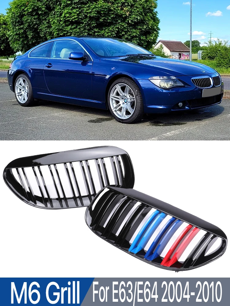 Передний бампер Кидни гриль M Design черный двойной пластиковый решетки для BMW 6 серии M6 E63 E64 630i 650i 645ci 2004-2010 двойная планка