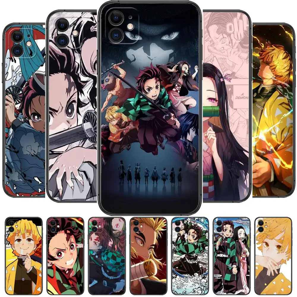 

Black Case For iphone 13 Pro Max case 12 11 Pro Max 8PLUS 7PLUS 6S XR X XS 6 mini se Shell Phone Coque Anime Cartoon Demon Blade