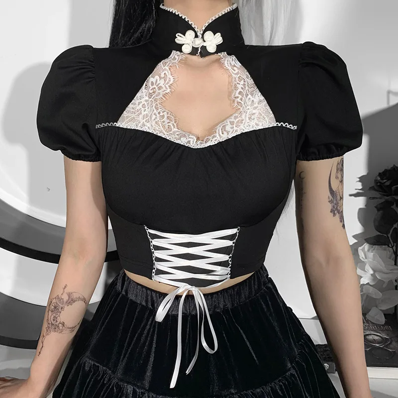 

Женская Сетчатая футболка на одно плечо, с цветочным принтом