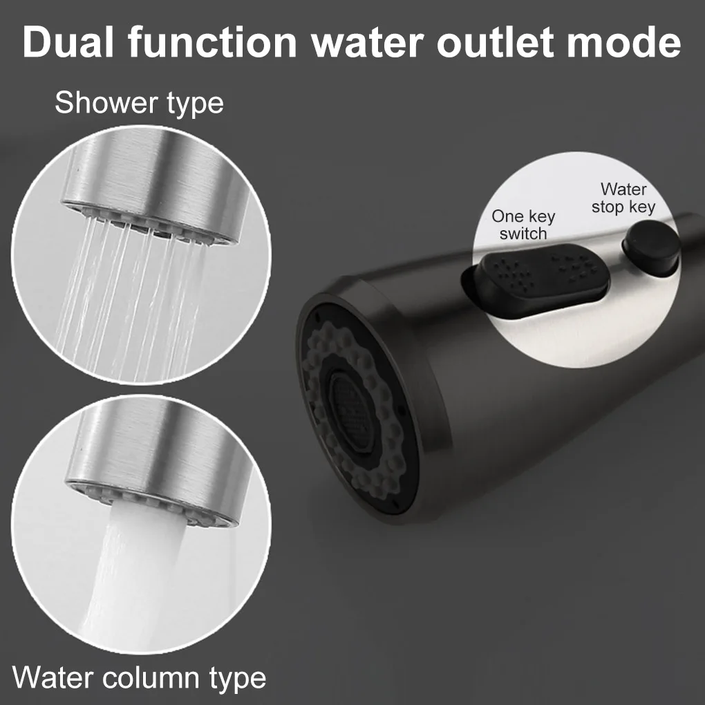 

RecabLeght Stainless Steel Sink Faucet Kitchen Basin Faucet Bathroom 360° Swivel Spout Deck Mount Pull-Out Telescopic Water Tap