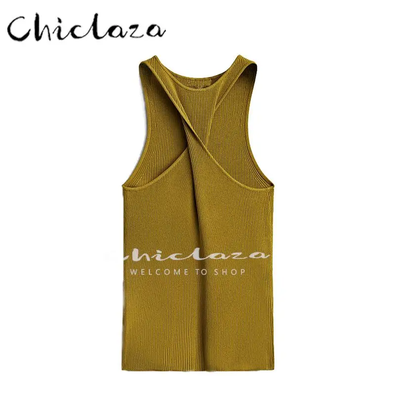 

CHICLAZA 2022 весна осень женский модный вязаный свитер без рукавов жилет женский тонкий однотонный простой Повседневный Топ