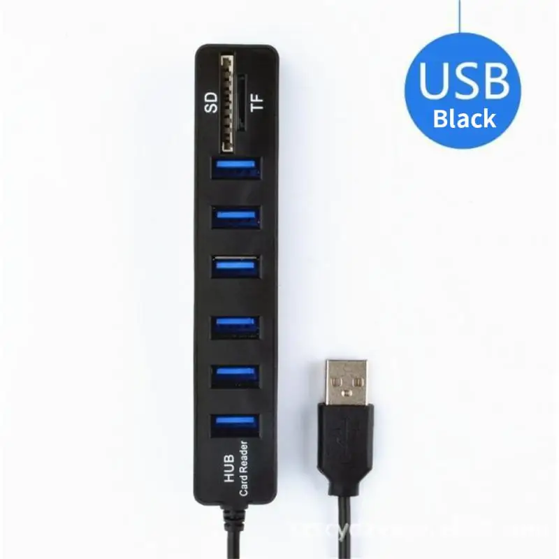 

8-in-1 USB HUB Multi-system Use Fast Transmit Data Combo 8-ports Divider TF/SD Card Reader Computer Extension HUB 2023 New