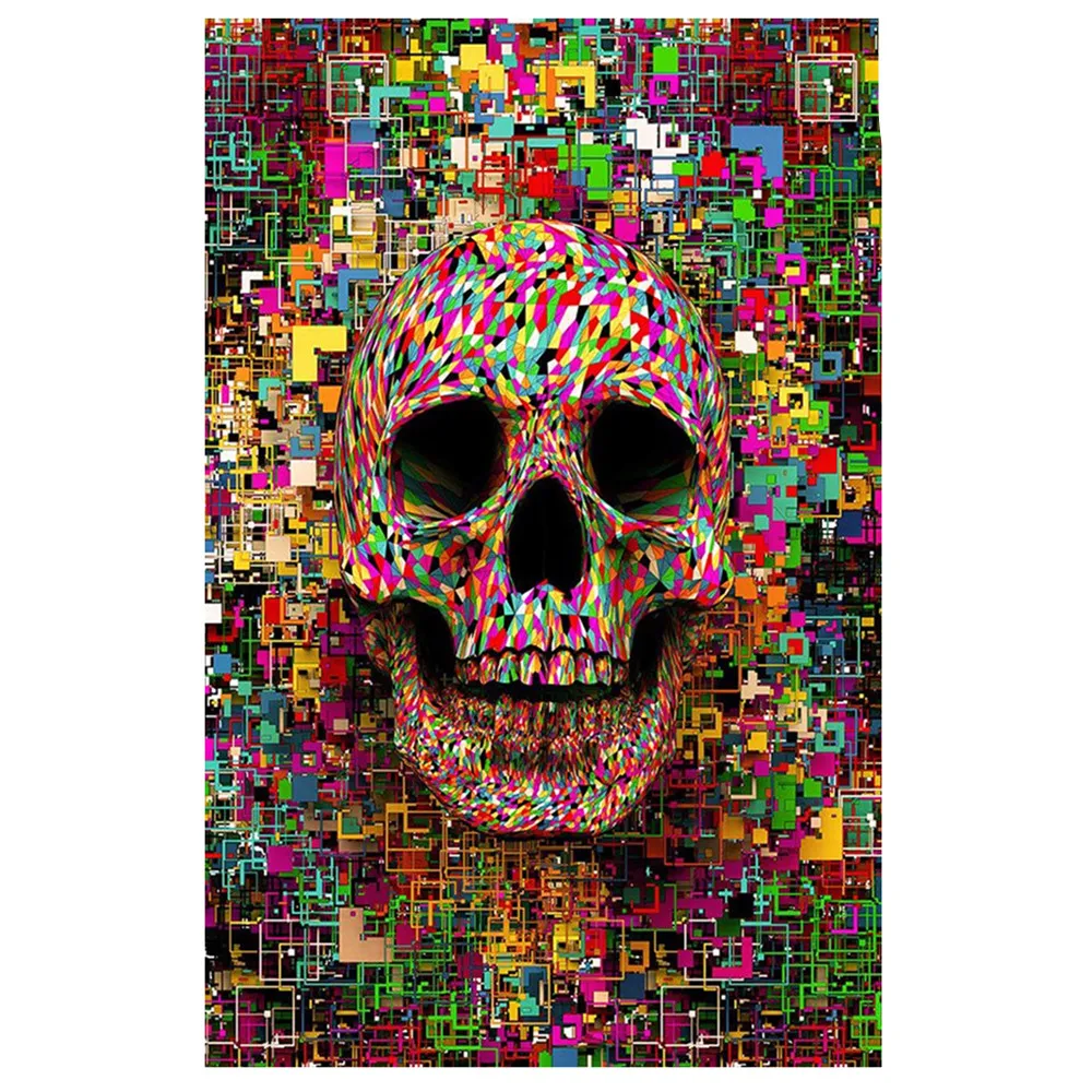 

Skull Diamond Painting Colorful Abstract Art Crystal Rhinestone Paintings Diamond Embroidery Living Wall Art