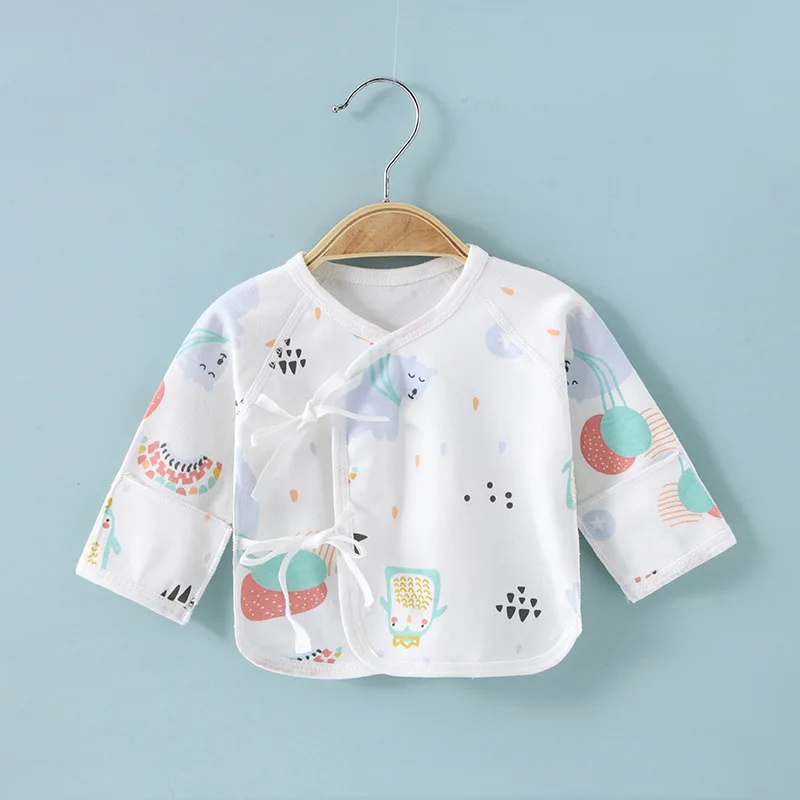 

2021 new baby cotton half back shirt boneless sewing boy baby monk clothes girl baby top clothes