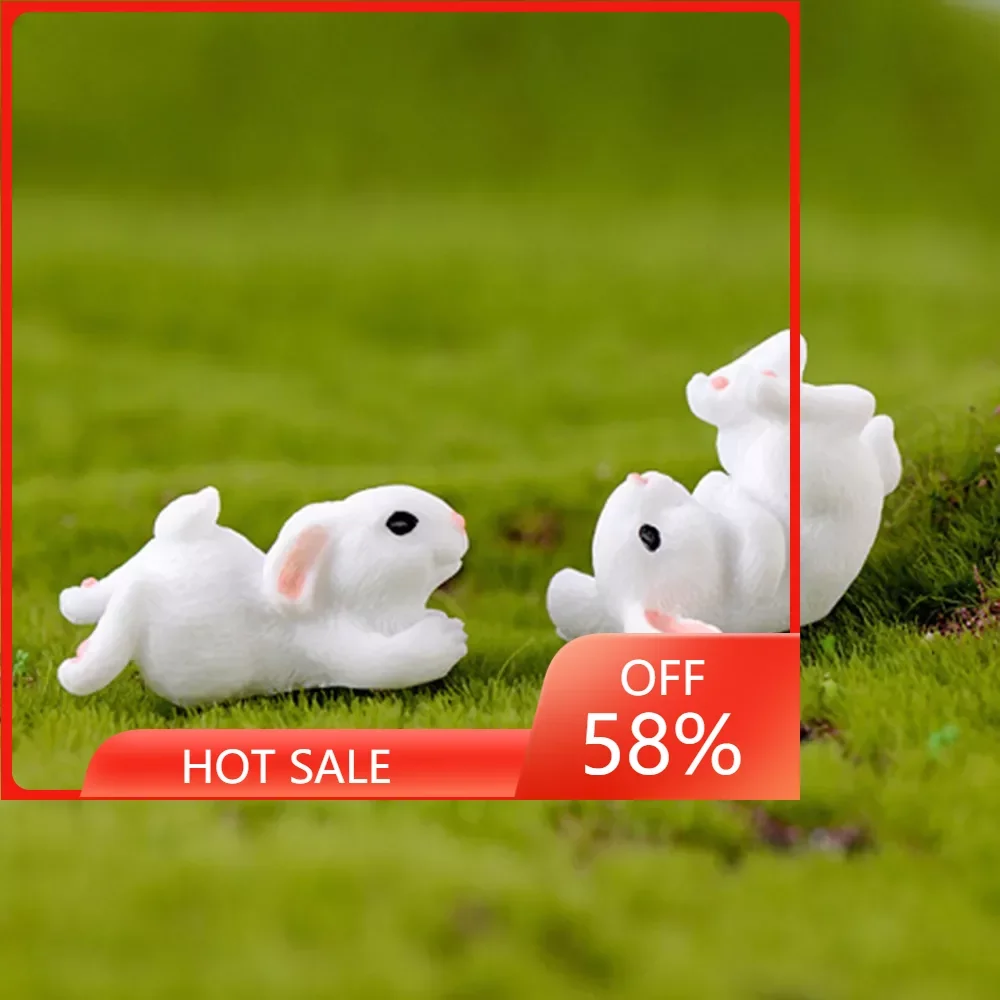 

Cute Resin Bunny Ornament Home Miniature Landscape Decoration Mini Bunny Miniature Figurines Home Decoration Easter Decoration