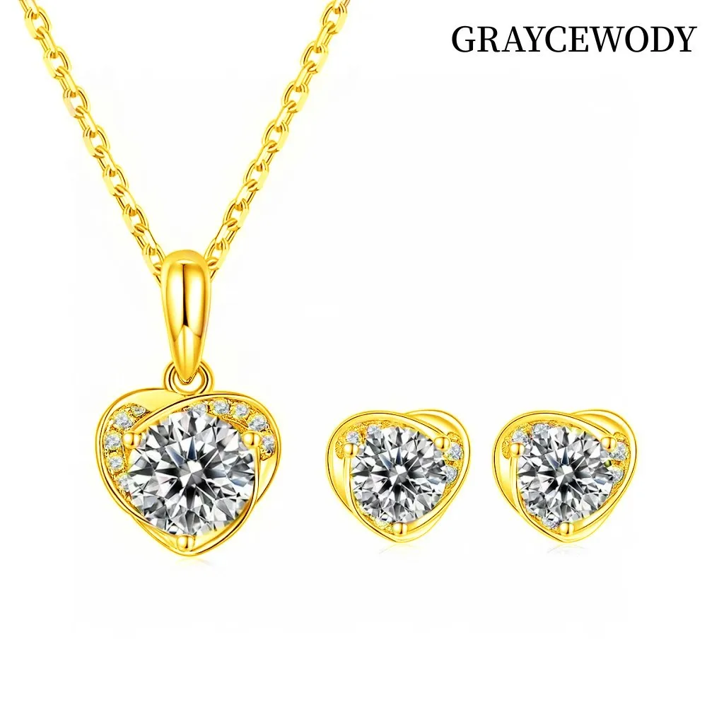 

2023 Brand Design Gold Medal Luxury New Style, Pure Silver Gold-Plated Process, Top D Color Mosonite Women's Earring Necklace