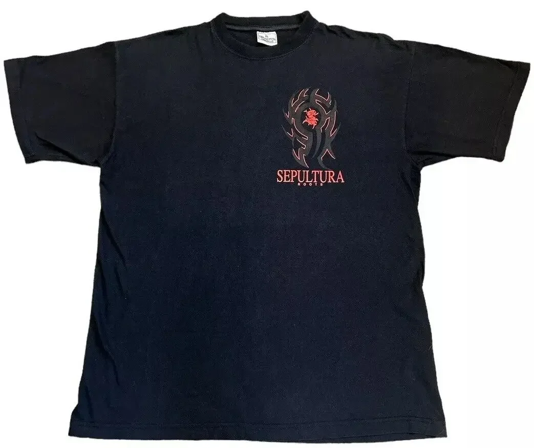 Винтажная двухсторонняя футболка Sepultura с корнями 90-х размер Xl Футболки унисекс
